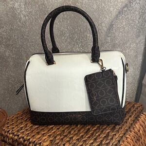 Calvin Klein Black and White Satchel with Wallet
